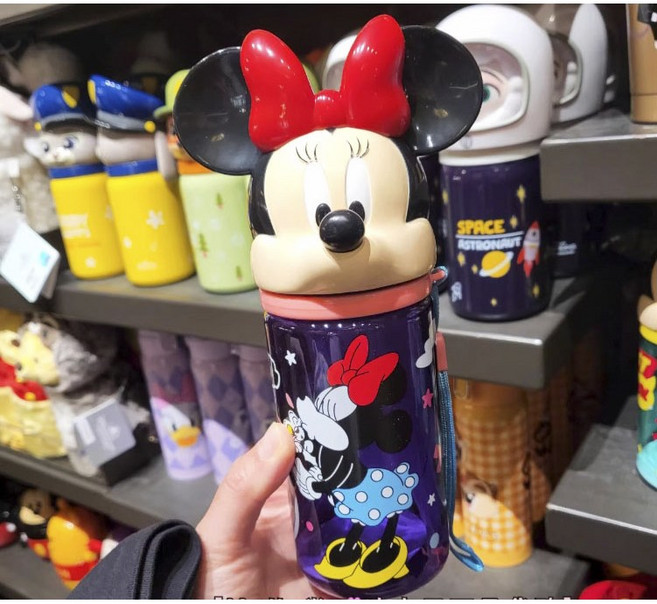 디즈니랜드 직구 캐릭터 빨대 물병 어린이 휴대용 물통, 1개, 360ml, 미니마우스