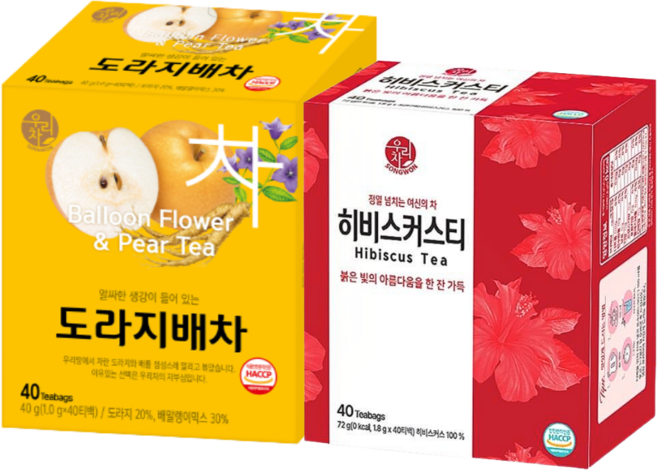 송원 티백차 히비스커스차 40T+도라지배차 40T, 1