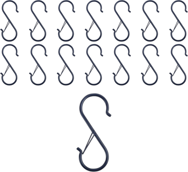 픽스링 잠금형 S자 고리, 15개, 블랙