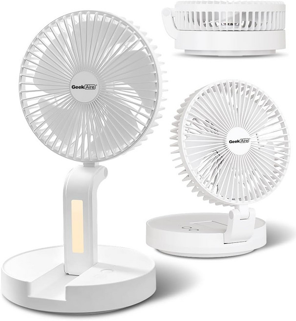 차가운 공기를 불어넣는 기크 에어 개인용 냉각 팬 LED가 장착된 휴대용 충전식 책상 진동하는 스탠딩 테이블 침실 여행 기숙사 크루즈 RV 필수품용 배터리 구동 바닥, Grey