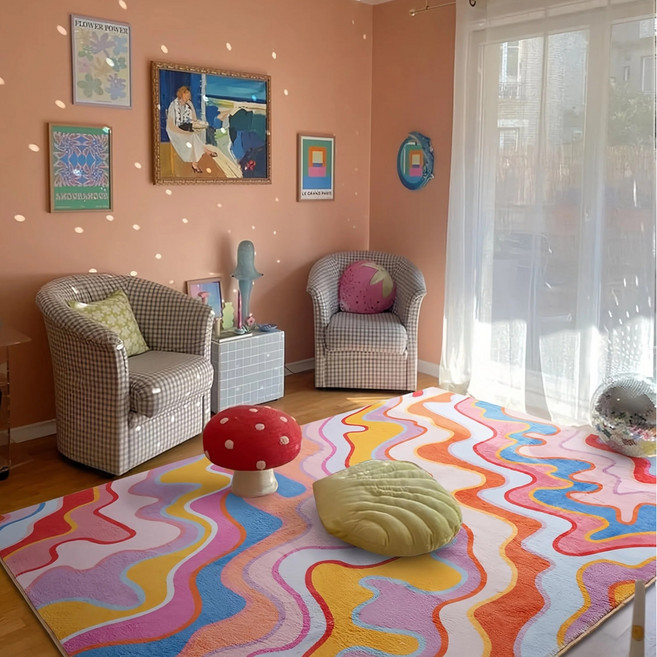 컬러 스트라이프 침실 매트 주방 현관 거실 세탁 가능 장식 매트