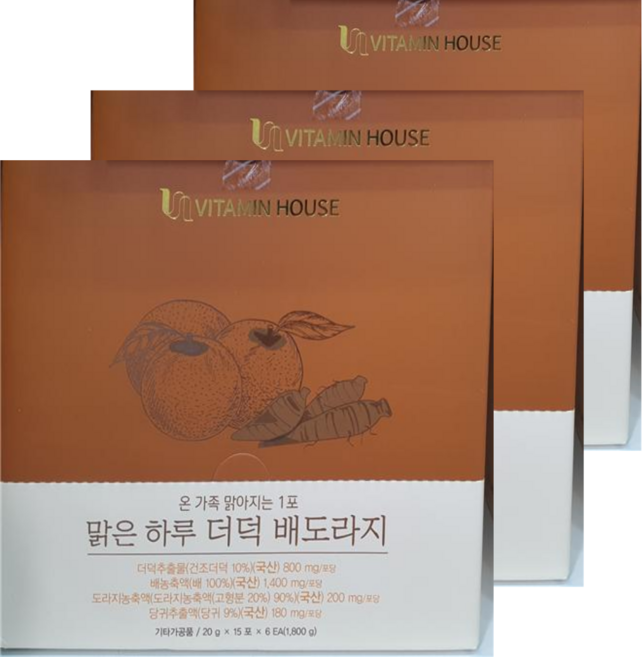 [건강약팜] 온가족 환절기 맑아지는 맑은하루 더덕 배 도라지 달달 사포닌 약국 건강 식품 코너 정품 90포, 1.8kg, 3박스