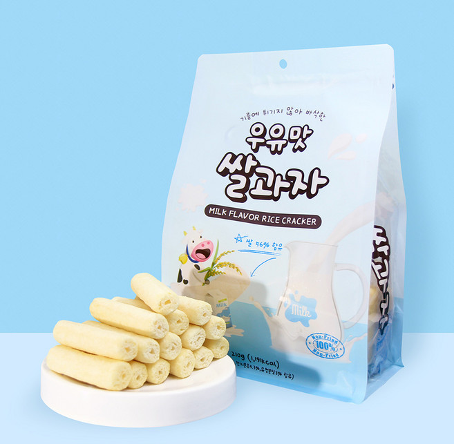 미다몰 기름에 튀기지 않은 우유맛 쌀과자 210g 쌀 56%함유, 1개