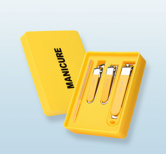 큐싹 데일리박스 손톱깎이 4종 + 전용 케이스, 1세트, 옐로우