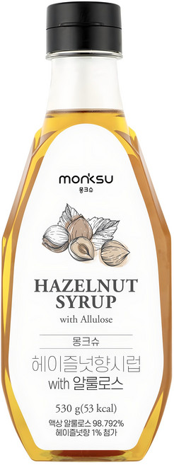 몽크슈 헤이즐넛향 시럽 위드 알룰로스, 530g, 1개