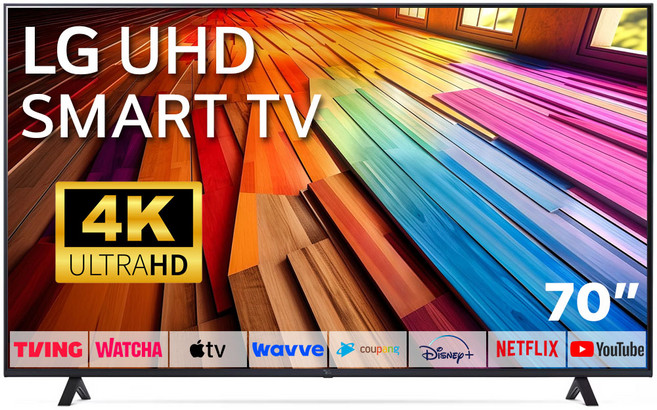 LG 70인치 TV 4K UHD 스마트 LED TV 70UT8000 유튜브 넷플릭스 디즈니 미러링, 고객직접설치, 스탠드형