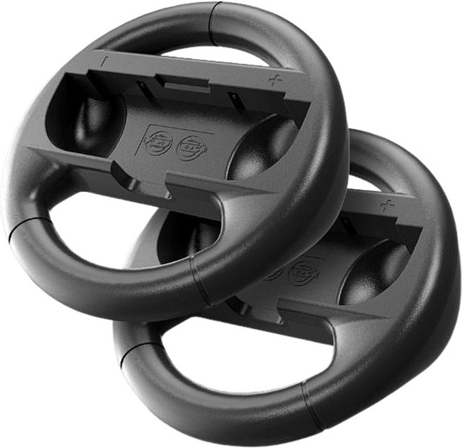 Joy-Con - 瑪利歐賽車遊戲配件 體感方向盤, 黑色+黑色, 2個, Switch方向盤