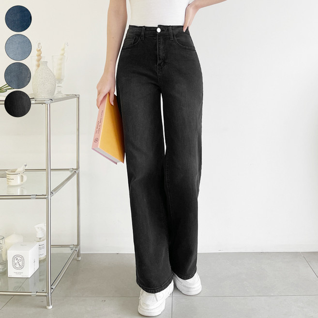 가비진 여성용 쫀쫀 스판 일자 데님 롱기장 청바지 팬츠