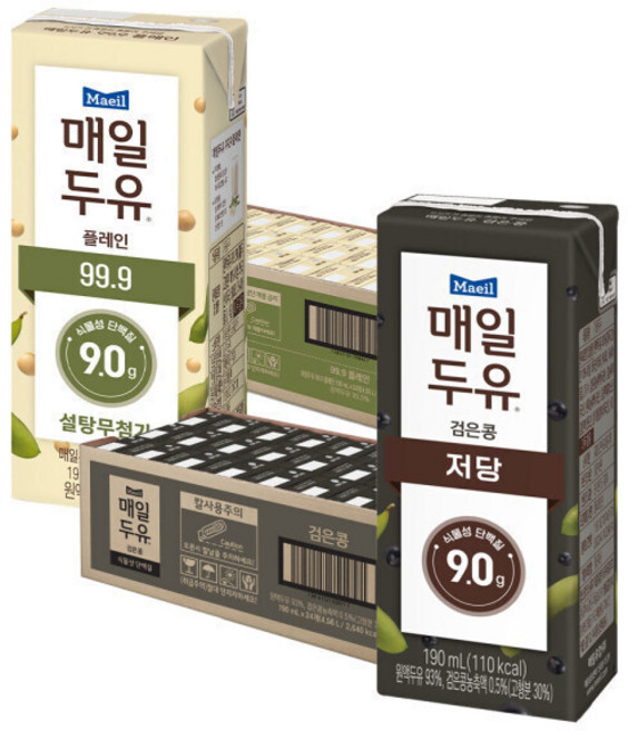 매일두유 99.9 190ml 24팩 + 검은콩 190ml 24팩, 48개