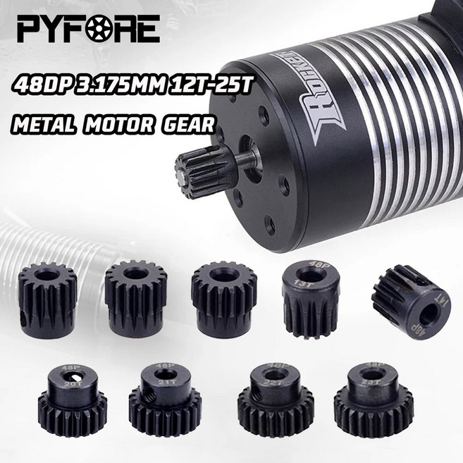 피니언 모터 기어 검정색 강철 금속 RC 3.175MM 48DP 자동차용 12T~25T 1/10 모델, 16T