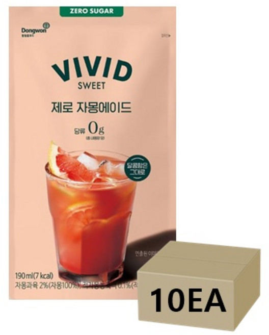 비비드스위트 제로 자몽 에이드, 190ml, 10개
