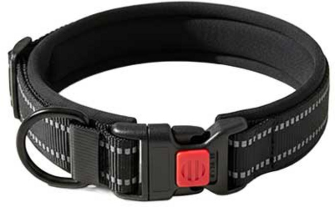 호라오 대형견 중형견 소형견 안전 튼튼 반사 패딩 목줄, 1개, 블랙