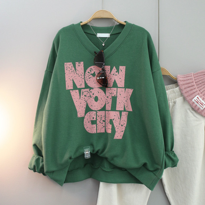 달콩 여성 빅사이즈 봄신상 루즈핏 엔시티브이넥오버핏맨투맨