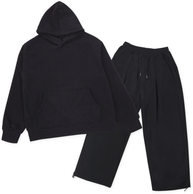 더핏 남녀공용 후리스 기모 겨울 후드티+팬츠 세트