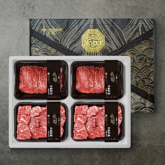 횡성한우 선물세트 1+ 1.2Kg [국거리 300g +국거리 300g + 불고기 300g + 불고기 300g], 1박스