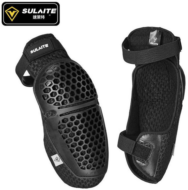 SULAITE 蜂窩騎行護膝護肘 運動透氣可調節護具, 1207護膝兩件套[黑色]TPE 3D網格織物 反光, 1個