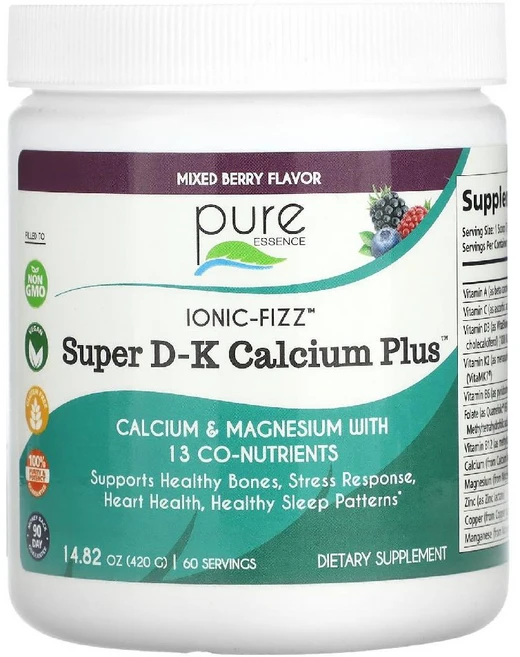 퓨어 에센스 lonic-Fizz Super 비타민 D K Calcium Plus 믹스 베리 맛 420g, 1 - 쿠팡