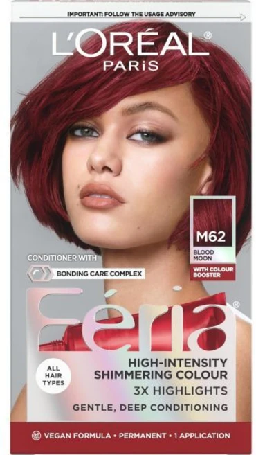 L'Oréal Paris 로레알 파리 페리아 미드나잇 볼드 다중각 영구 염색약 다크 헤어용 원스텝 헤어 컬러 키트 표백제 필요 없음 블러드 문, 1개 - 쿠팡