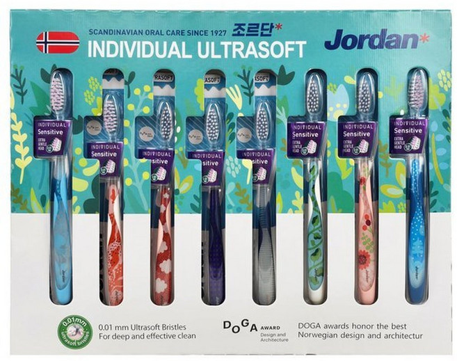 조르단 인디비주얼 울트라 소프트 칫솔 초미세모, 1개, 8개입