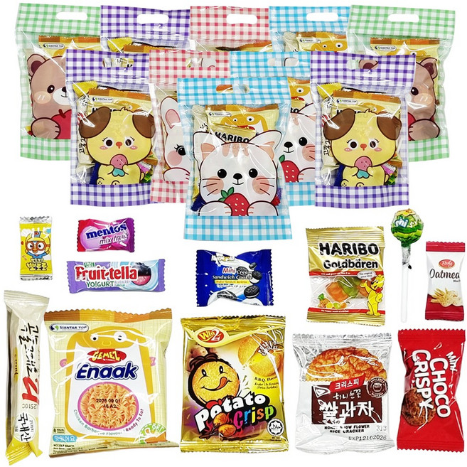 개별포장 간식구디백 간식세트 간식꾸러미 단체간식, 10개, 08-2.몽글몽글 에낙 12종