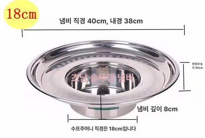 스텐 냄비 겸용 미포함 인덕션겸용 찌개, 18인치, 1개