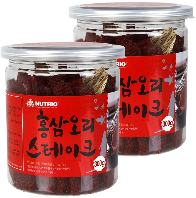 뉴트리오 스테이크 반려견 간식, 혼합맛(홍삼/오리스테이크), 300g, 2개