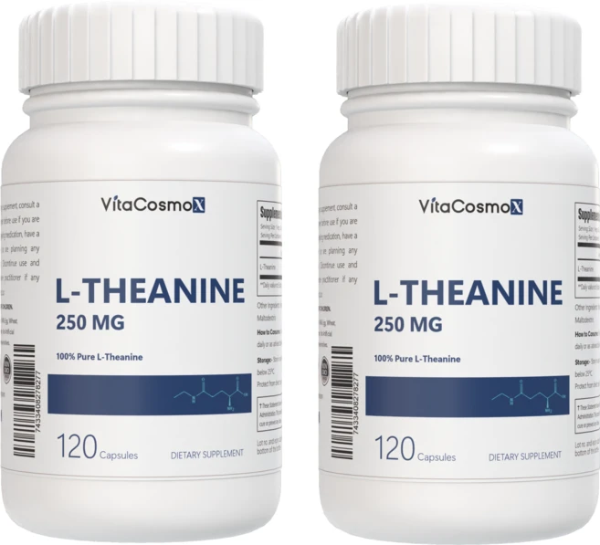 VitaCosmoX 비타코스모엑스 L-테아닌 L-THEANINE 250mg 120 야채캡슐 120캡슐, 2개, 120정 - 쿠팡
