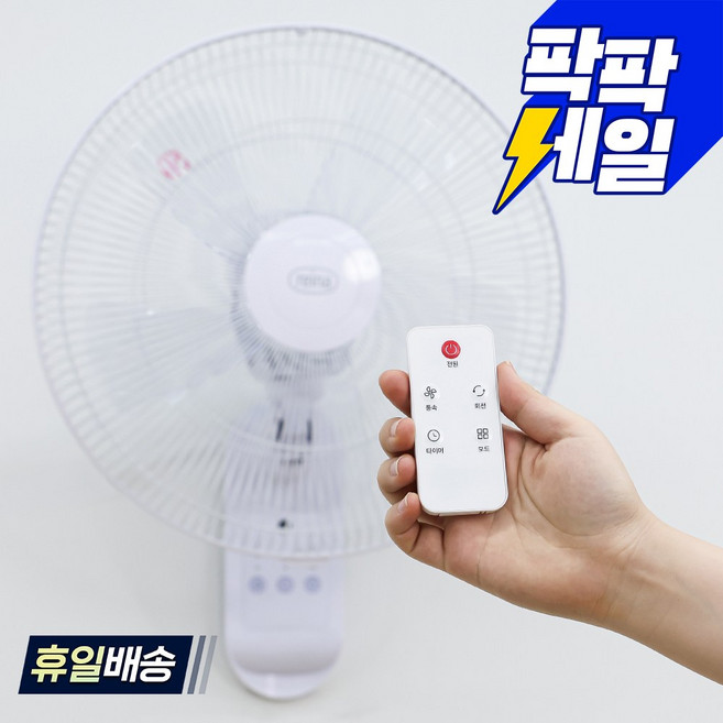 대형 벽걸이 선풍기 거실용 업소용 벽 벽걸이용 16인치, 리모컨 벽걸이선풍기 16인치, 1621
