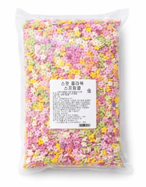 슈가스프링클] 스위트 플라워 꽃모양 스프링클 데이지 데코레이션 1kg 대용량, 1개