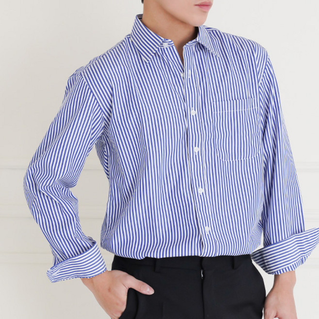 체인지 남자 긴팔 스판 스트라이프 셔츠 정장 빅사이즈 와이셔츠