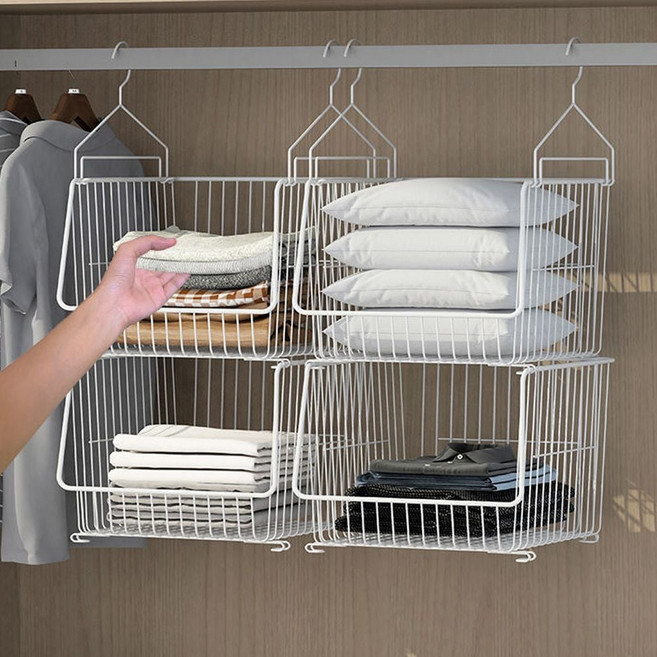 걸이형 수납 정리함 네트망 철제 선반 바구니 바스켓, 중형+바구니걸이, 1개