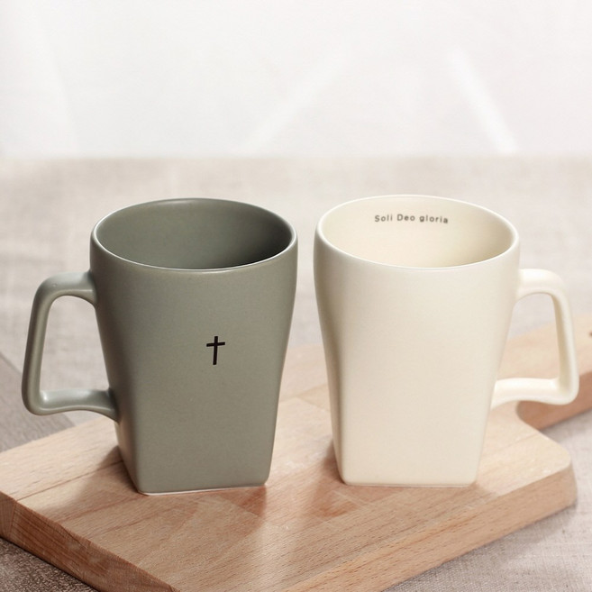 벨누벨 십자가사랑 글로리아 머그컵 3color (계5장12절), 아이보리(Ivory), 영문 레터링, 1개