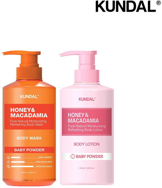 쿤달 네이처바디워시500ml + 바디로션500ml 베이비파우더향, 1개, 500ml