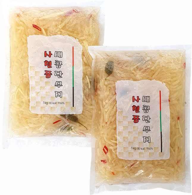 새마원 사천풍 매콤단무지 채 4mm 1kg 매운 아삭 얇은 쫄깃 꼬들 단무지, 2개