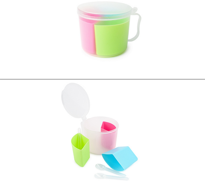 해피J보따리 3칸 분리 플라스틱 원형통 조미료소분 사탕 머리핀 고무줄 다용도 수납통, 1개, 플라스틱/PET