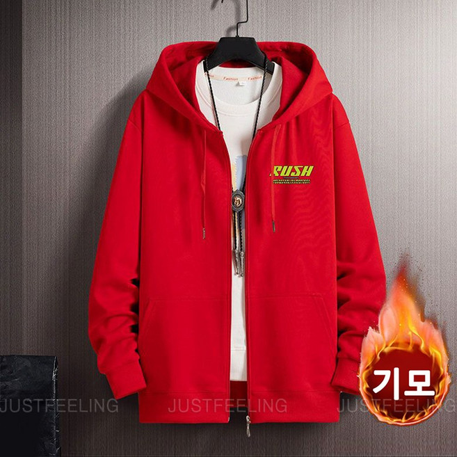 JUSTFEELING 플리스 후드 카디건 남녀공용 가을 겨울 기모 도톰 코트 따뜻한 커플 후리스 자켓 D10U