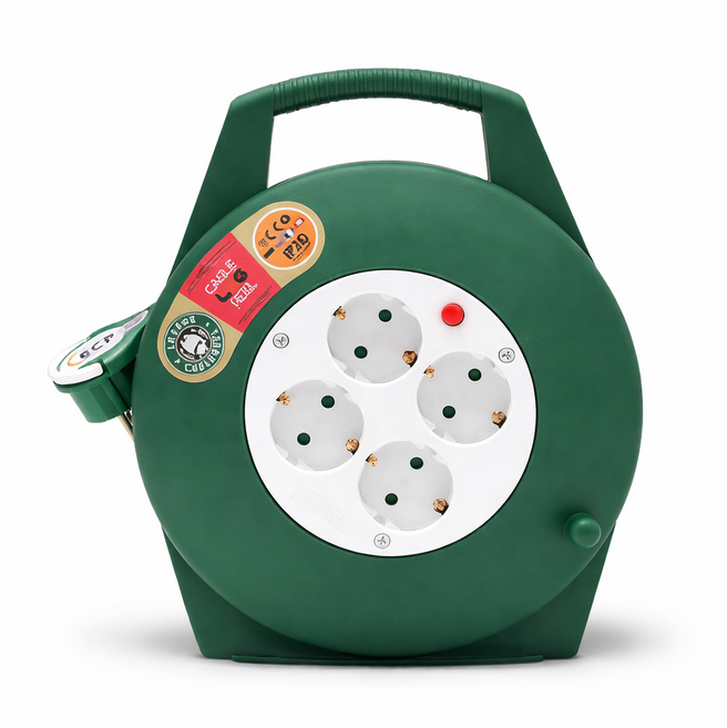 러그박스 캠핑릴선 슬림형 4구 LB-S10MGR-1.5SQ 이지콕 납작 전기릴선, 10m, 그린, 1개