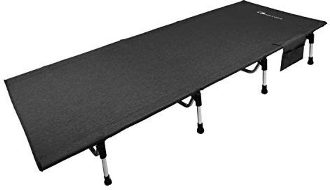 MOON LENCE 접이식 침대 휴대용 간이 침대 야전침대 캠핑 야전침대 사이드 포켓 소형 경량 간편식 캠핑 침대 1인용 600D 옥스포드+듀랄루민, 블랙