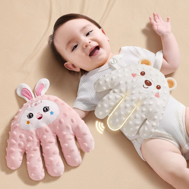 양면원단 토닥토닥 아기재우는 인형 스마트 진정손바닥 손찜질, 아이보리(리모컨+양면원단+손찜질), 1개