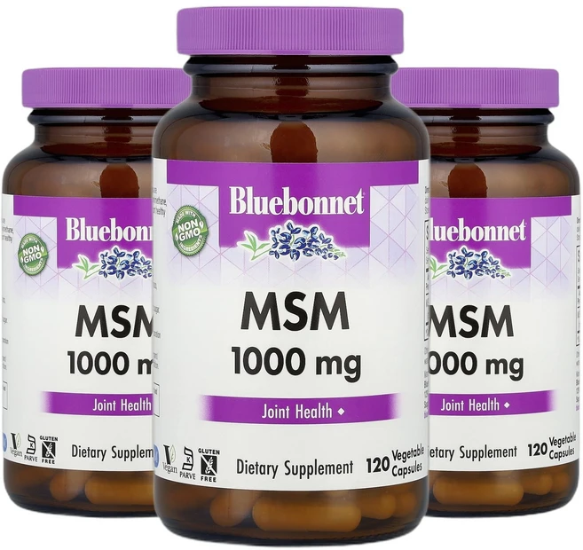 블루보넷뉴트리션 MSM 엠에스엠 1000 mg 베지 캡슐 120정 2+1, 120회분, 3개 - 쿠팡
