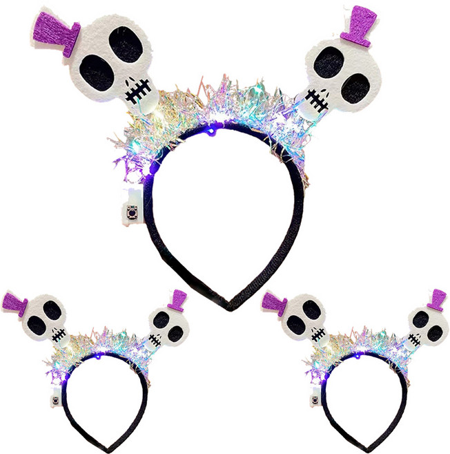 루이스 할로윈 LED 파티머리띠 3P 세트 파티소품, 3개, 해골