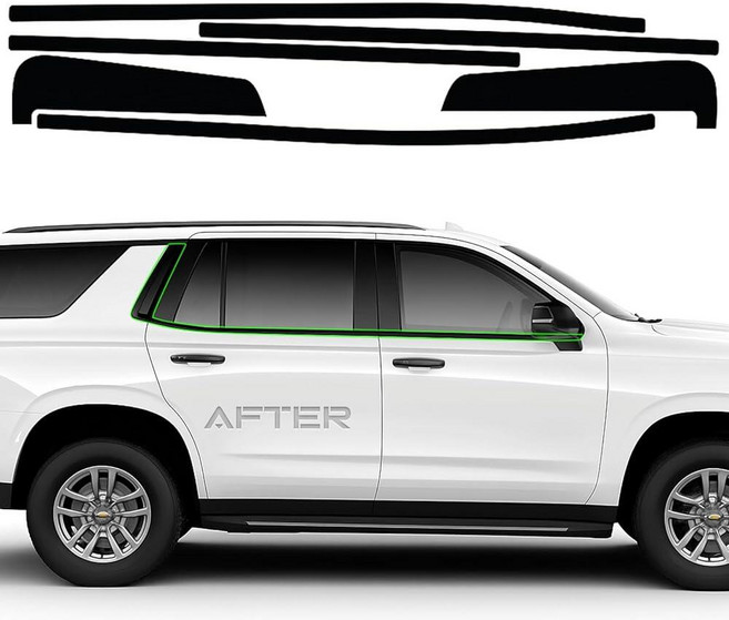 Side Window Trim Chrome Delete Vinyl Wrap Overlay fit for Chevrolet Chevy Tahoe Suburban 2021 2022