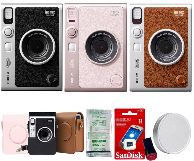 인스탁스 미니에보 카메라+가죽케이스+필름10장+사은품2종 EVO C타입, 1세트, 젠틀로즈(핑크케이스+필름10장)