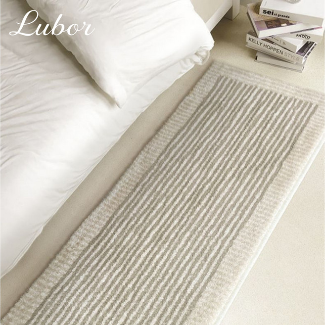 루보르 빨아쓰는 극세사 러그 모던 주방 침실 대형 매트, 그레이 라인