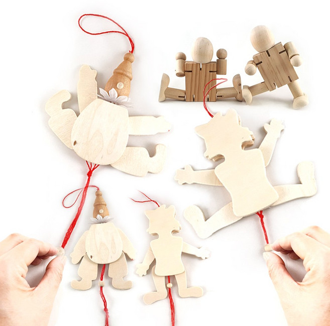 목각인형 관절인형 러시아인형 마트로시카 무브원목 삐에로 고양이 그리기 만들기, 무브인형-삐에로