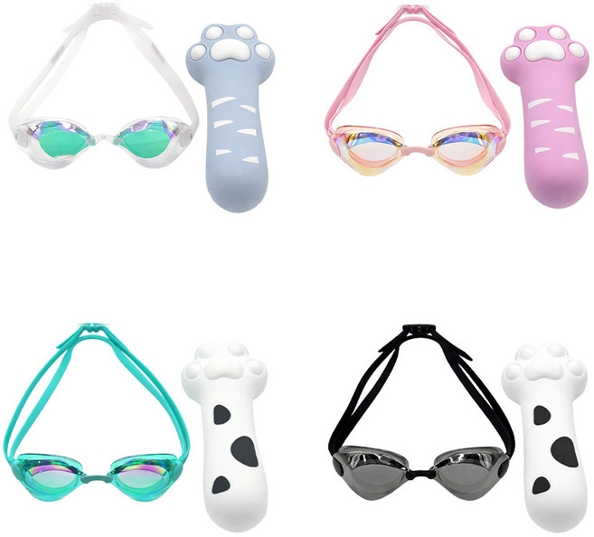 슈나이더 노패킹 수경 + 고양이발 실리콘 수경 케이스 SNP-YC22, 1개, 수경_블랙 케이스_화이트