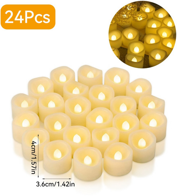 깜박이는 LED 아이보리 전자 양초 불꽃 없는 티라이트 배터리로 작동되는 결혼식에 이상적 탭