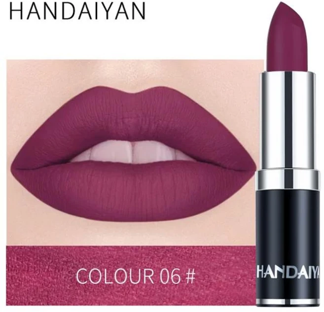 립글로스 HANDAIYAN 12 컬러 매트 립스틱 방수 모이스처라이즈 벨벳 섹시 패션 뷰티 핫 셀러, [06] 06, 6.06, 1개 - 쿠팡