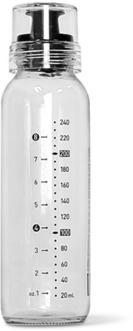 글라스락 헤이가 글라스락 오일병 선물세트 240ml (6개입-스티커 포함) 눈금 유리용기 네임 라벨 스티커, 블랙, 1개