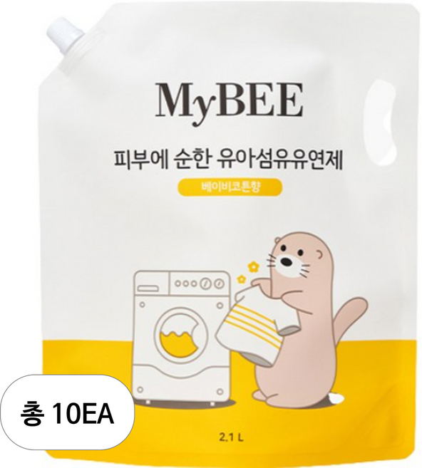 마이비 피부에순한 유아 섬유유연제 베이비코튼향 리필, 2100ml, 10개